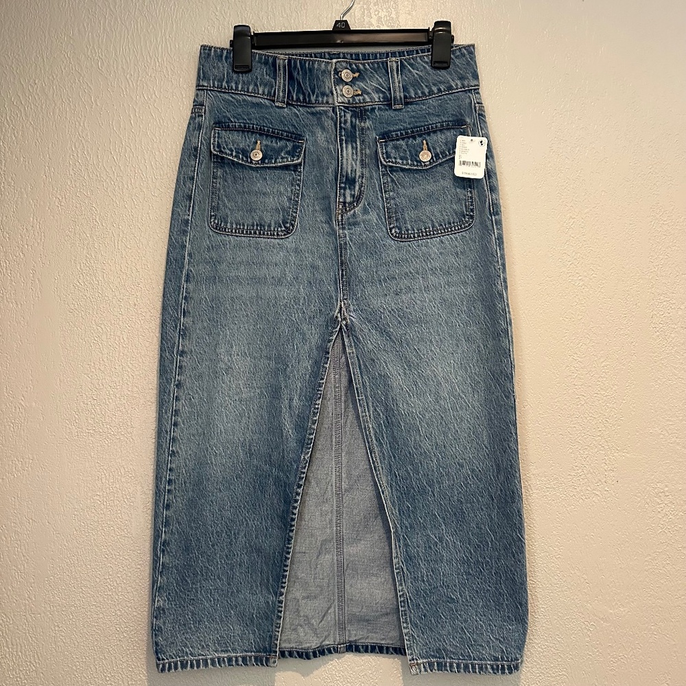Free People denim long skirt NWT size 27